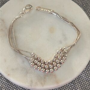 Napier Silver Triple-Strand Beaded Bracelet
